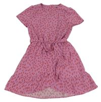 Růžové šaty s ústy a páskem Kids Only