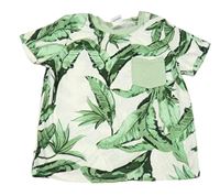 Biele tričko s listami a vreckom PatPat