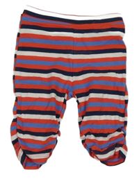 Červeno-modro-biele pruhované capri legíny