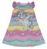 Farebné vzorované šaty s jednorožcom