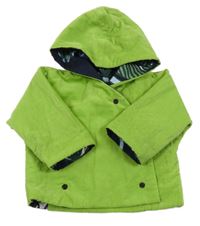 Zelená manšestrová podšitá bunda s kapucí