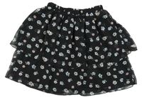 Čierna kvetovaná šifónová vrstvená sukňa New Look