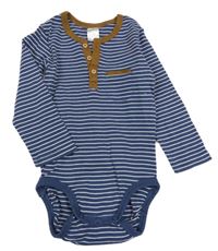 Tmavomodro-bílé pruhované body s kapsou a knoflíky H&M