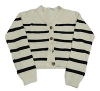Smetanovo-čierny pruhovaný prepínaci crop sveter H&M