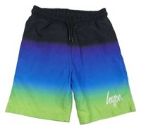Čierno-modro-zelené ombré plážové kraťasy Hype