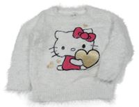 Bílý třpytivý chlupatý svetr s Hello Kitty C&A