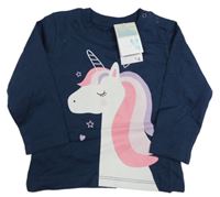 Nové - tmavomodré triko s jednorožcem Primark