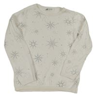 Biely ľahký sveter so striebornými vločkami H&M