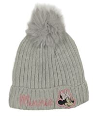 Sivá pletená čapica s Minnie a brmbolcom zn. Primark