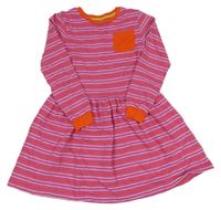 Ružovo-červené pruhované bavlnené šaty s vreckom zn. boden