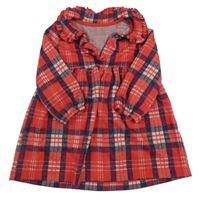 Červeno-tmavomodré kostkované šaty s límečkem dunnes 