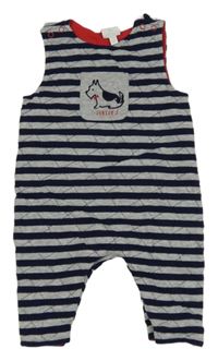 Sivo-tmavomodrý pruhovaný teplákový overal s psíkom Jasper Conran