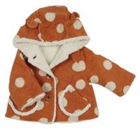 Cihlový puntíkatý zateplený kabátek s kapucňou Next