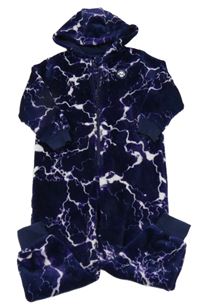 Fialová vzorovaná plyšová kombinéza s kapucňou Next