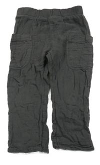 Tmavošedé mušelínové lehké kalhoty s kapsami George