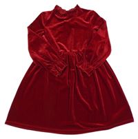 Rubínové sametové šaty s volánkem St. Bernard
