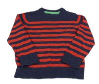 Tmavomodro-červený pruhovaný ľahký sveter Mothercare