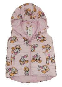 Růžová šusťáková zateplená vesta s Tlapkovou patrolou a kapucí Sinsay