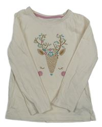 Smetanové pyžamové triko se sobem Mothercare