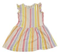 Bielo-farebné pruhované šaty s volánikom Primark