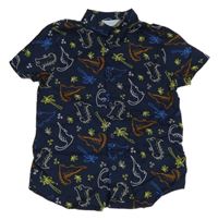 Tmavomodrá košile s dinosaury Primark