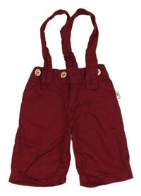 Vínové plátenné kraťasy s trakami