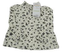 Nové - smetanovo-černé květované triko Vertbaudet