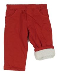 Červené plátěné zateplené kalhoty 