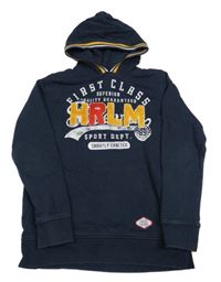 Tmavomodrá mikina s nápisem a kapucí C&A