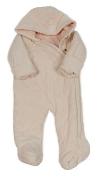 Světlerůžová žebrovaná sametová zateplená kombinéza s kapucí Matalan