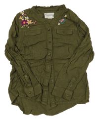 Khaki blúzka s kvietkami Cherokee