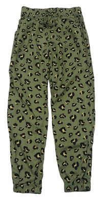 Khaki ľahké nohavice s leopardím vzorom H&M