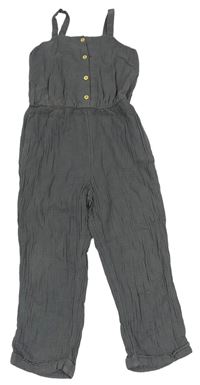 Tmavosivý mušelínový nohavicový overal s gombíkmi H&M