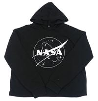 Čierna crop mikina s kapucňou a logem NASA H&M