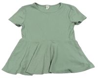 Khaki rebrovaná tunika Shein