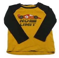 Hořčicovo-černé triko s formulí Cool Club