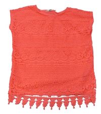 Neonově růžové krajkové tričko H&M