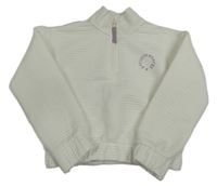 Biela rebrovaná crop mikina s nápisom Primark