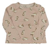 Světlerůžové triko s králíčky H&M