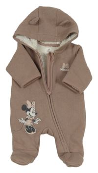 Starorůžová pletená zateplená kombinéza s Minnie a kapucí C&A
