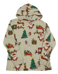 Béžová mikina so Santou a kamarády a kapucňou H&M