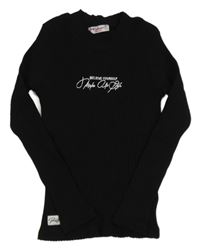 Černé žebrované triko s nápisem 