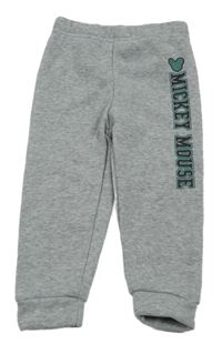 Sivé zateplené tepláky s nápisom