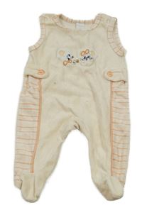 Smetanovo-oranžové sametové dupačky s pruhmi a myškami C&A