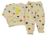 Nové - Vanilková mikina se srdíčky + tepláky 