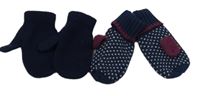 2set - 2x Palcové rukavice - tmavomodré + tmavomodro-bílo-vínové melírované 