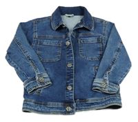 Tmavomodrá tepláková rifľová bunda