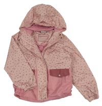 Růžová šusťáková jarní bunda s hvězdami a kapucí Impidimpi