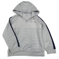 Světlešedo-bílá melírovaná sportovní mikina s nápisem a kapucí Jeff&CO