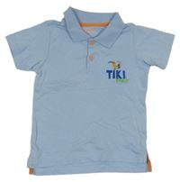 Svetlomodré polo tričko s nápisom a ptákem Lupilu